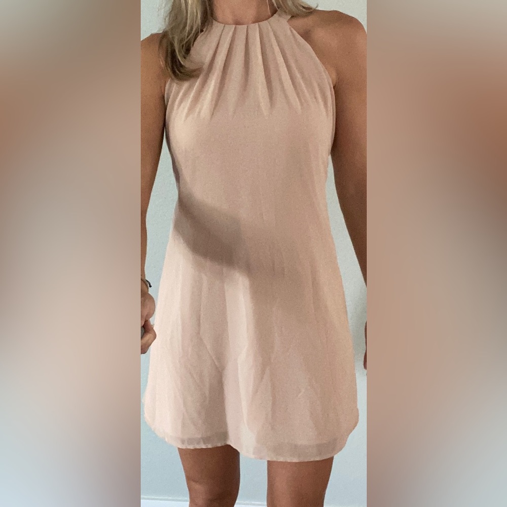 Naked Zebra brand nude colored mini dress. Very figure flattering. Size Small